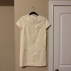 Milly Ivory Button-Accent Mini Dress